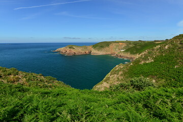 Plemont Bay, Jersey, U.K. Picturesque natural landscape in the Summer.