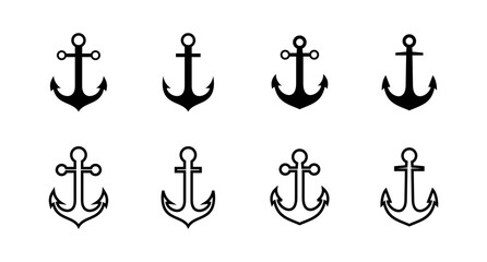set of Anchor icons. Anchor symbol logo. Anchor marine icon.