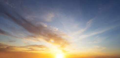 Naklejka na ściany i meble Beautiful sunset sky with clouds