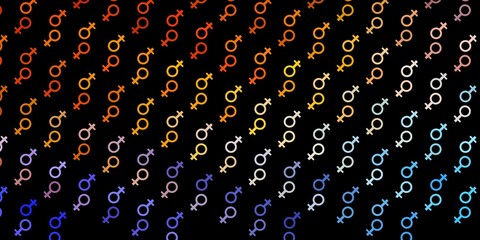 Dark Blue, Yellow vector template with businesswoman signs.