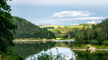 Pilchowickie Lake and a railway bridge