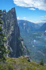 hiking the four mile trail in yosemite national park in california, usa