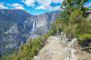 hiking the four mile trail in the yosemite national park in california, usa