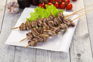 Chicken hearts skewer