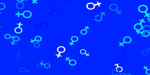Light BLUE vector texture with women's rights symbols.
