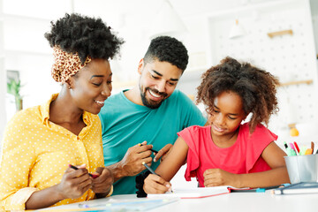 homework teaching girl mother education father children daughter familiy childhood success child