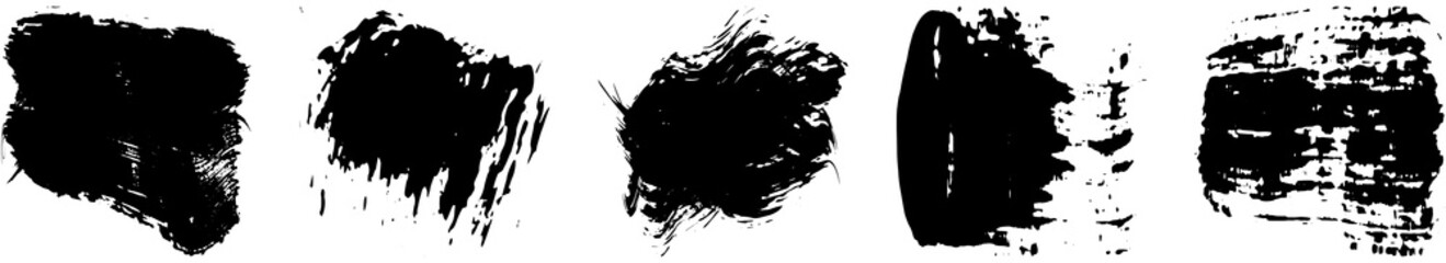 Set of black brush strokes with a dry brush