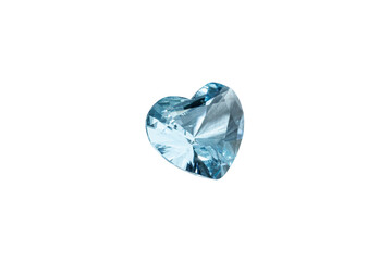 macro stone mineral faceted aquamarine on a white background