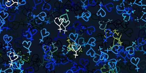 Light Blue, Green vector pattern with feminism elements.