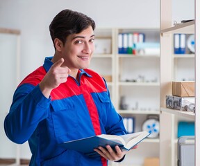Man working in the postal warehouse