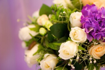 The composition is made by florists from fresh flowers.