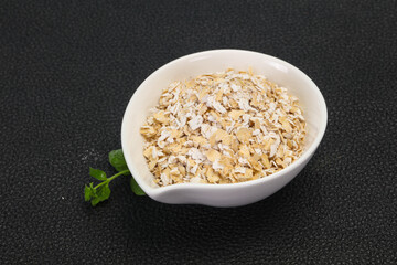Raw oats in the bowl