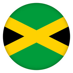 Flag of Jamaica round icon, badge or button. Jamaican national symbol. Template design, vector illustration.