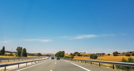 Fototapeta premium Modern highway road in Spain between Valencia and Madrid