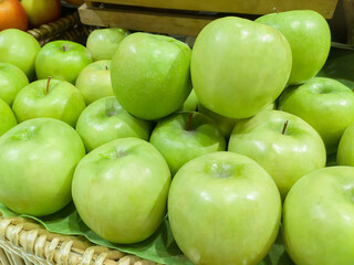 Fresh green apples are rich in vitamins,fresh fruit close up
