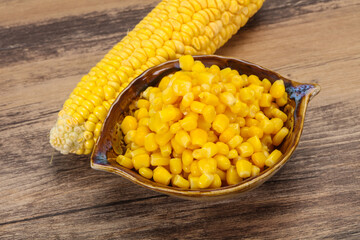 Young corn seeds in the bowl
