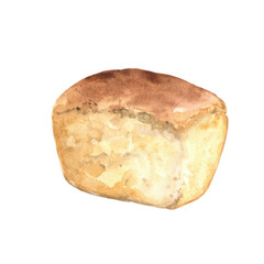 Watercolor illustration of bread on a white background