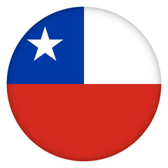 Flag of Chile round icon, badge or button. Chilean national symbol. Template design, vector illustration.