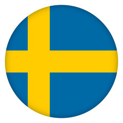 Flag of Sweden round icon, badge or button. Swedish national symbol. Template design, vector illustration.