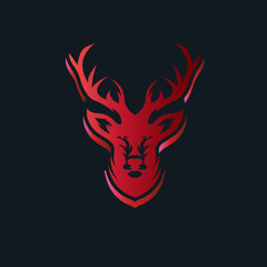 Red deer face vector logo template - Eps 10