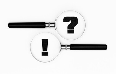 Exclamation mark and question mark in the focus