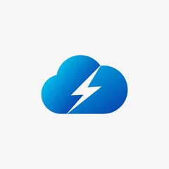 Modern cloud logo design template with energy inside, flash, computer, cloud, data, technology