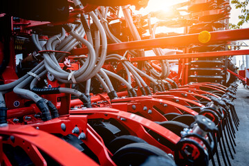 Modern agricultural machinery and equipment. Industrial details.