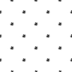 Seamless pattern with black line star or asterisk on white background.