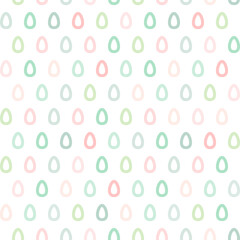 Seamless pattern with Easter eggs of different colors isolated on white.