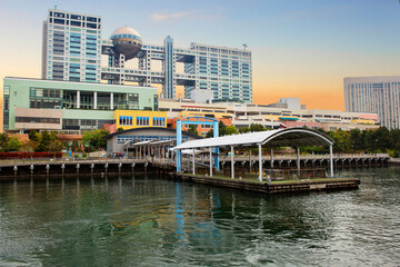 Tokyo, Japan, Odaiba island. The Fuji television building.
 It is the headquarters of Fuji television, one of the country's largest nationwide TV companies.