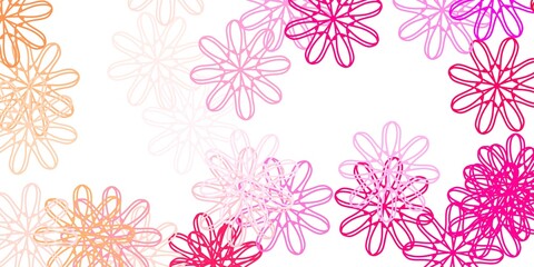 Light Pink vector doodle background with flowers.