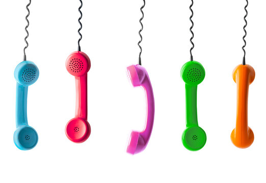 Multi-colored handset on a white background