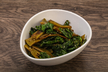 Vagan cuisine with roasted green bean