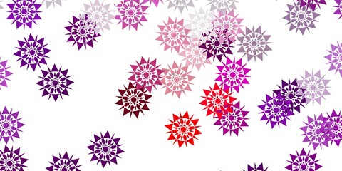 Light purple, pink vector texture with bright snowflakes.
