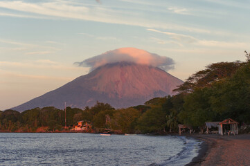 View of the concepcion volcano from the punta jesus maria on ometepe island