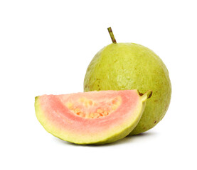 Stack red Guava Fruits Isolated on White Background