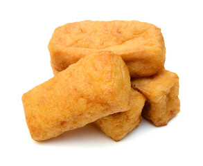 fried tofu on a white background 