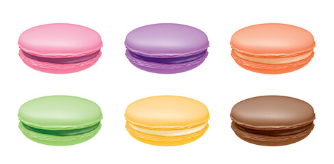 Colorful makarons on a white background. 3D Render