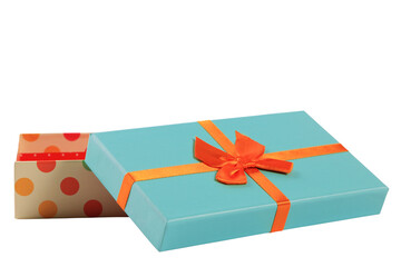Gift box isolated on white background. Close-up.
