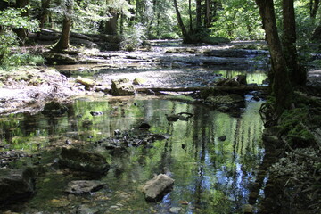 Summer beautiful waterfall fresh nature landscape