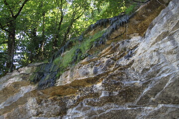 Summer beautiful waterfall fresh nature landscape