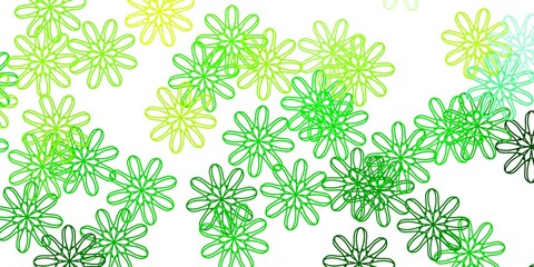 Light Green, Yellow vector doodle background with flowers.