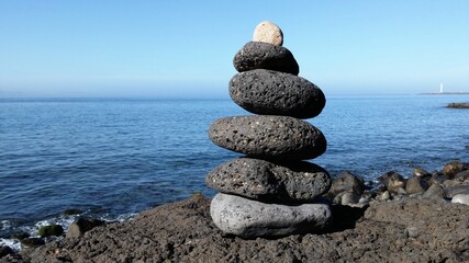 stack of stones on beach