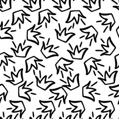 Vector seamless black and white decorative pattern of lined crowns