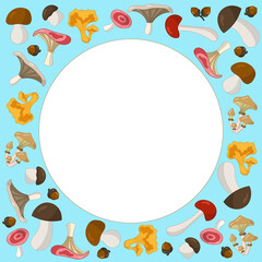 Vector frame with edible mushrooms