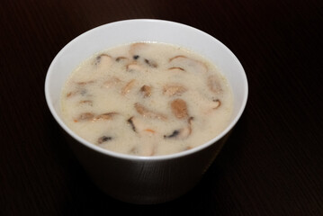 mushroom soup with big chunks of mushrooms