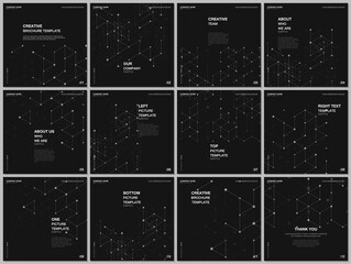 Obraz premium Brochure layout of square format covers design templates for square flyer leaflet, brochure design, report, magazine cover. Geometric background with hexagons and triangles for medical design concepts