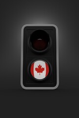 Canada flag inside traffic light