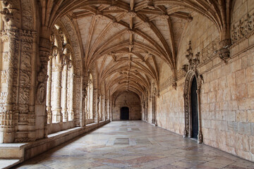 Fototapeta na wymiar Lower Cloister of the Jeronimos Monastery in Belem, Lisbon