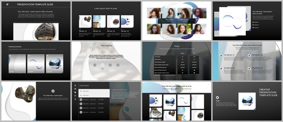 Vector template for website design, presentations, portfolio. Templates for presentation slide, flyer, leaflet, brochure cover, annual report with fluid colorful trendy blue gradients geometric shapes